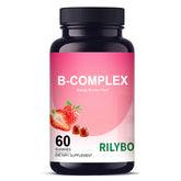Rilyboon Vitamin B Complex Gummies with B12, Biotin, B3, B6 & Vitamin C for Kids & Adults | Energy, Support & Recovery Supplement | Promotes Mood, Metabolism & Nerve Function | Strawberry Flavor – 45 Ct