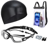 Unisex 5-in-1 Swimming Set for Adults – Goggles, Swim Cap, Waterproof Bag, Earplugs & Nose Clip