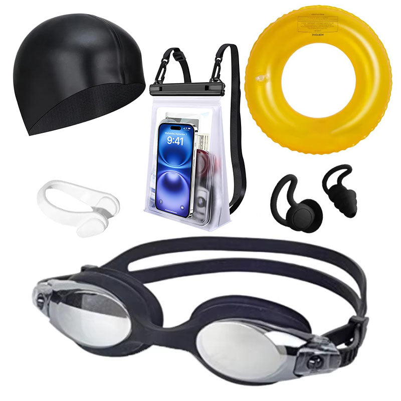 Swimming Caps Swimming Goggles Pouch 6-in-1 Swimming Set For Kids