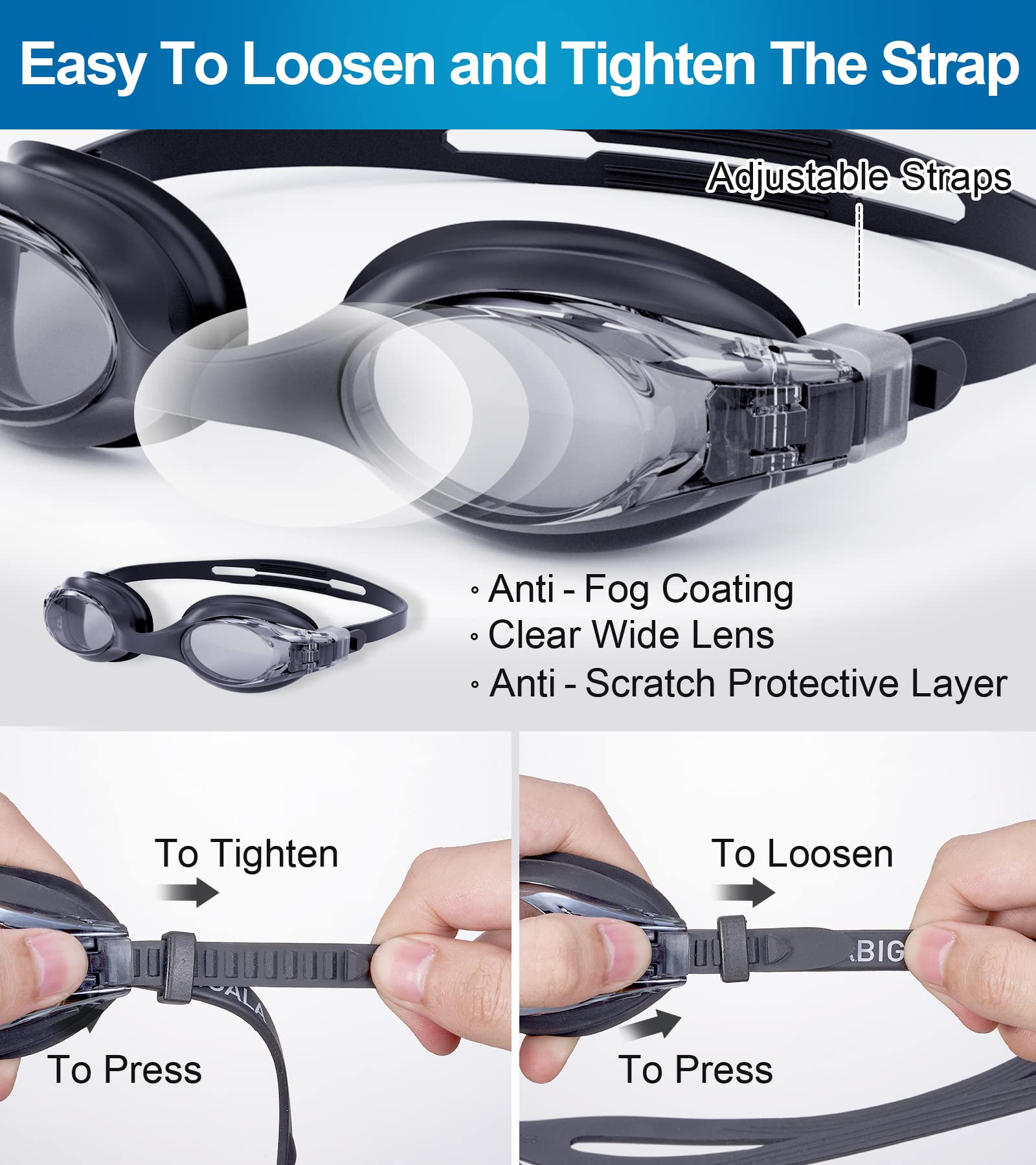 Rabigala Polarized Swim Goggles for Men and Women