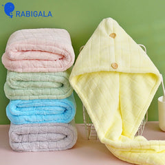 Dry Hair Cap for Women Thickened Double Layer Quick Drying Coral Velvet Dry Hair Towel Absorbent Headband Bath Cap
