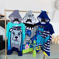 Baby hooded bath towel cartoon hooded baby bathrobe beach children's cape large water absorbent children's cape