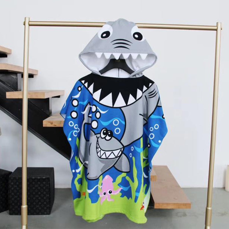 Baby hooded bath towel cartoon hooded baby bathrobe beach children's cape large water absorbent children's cape