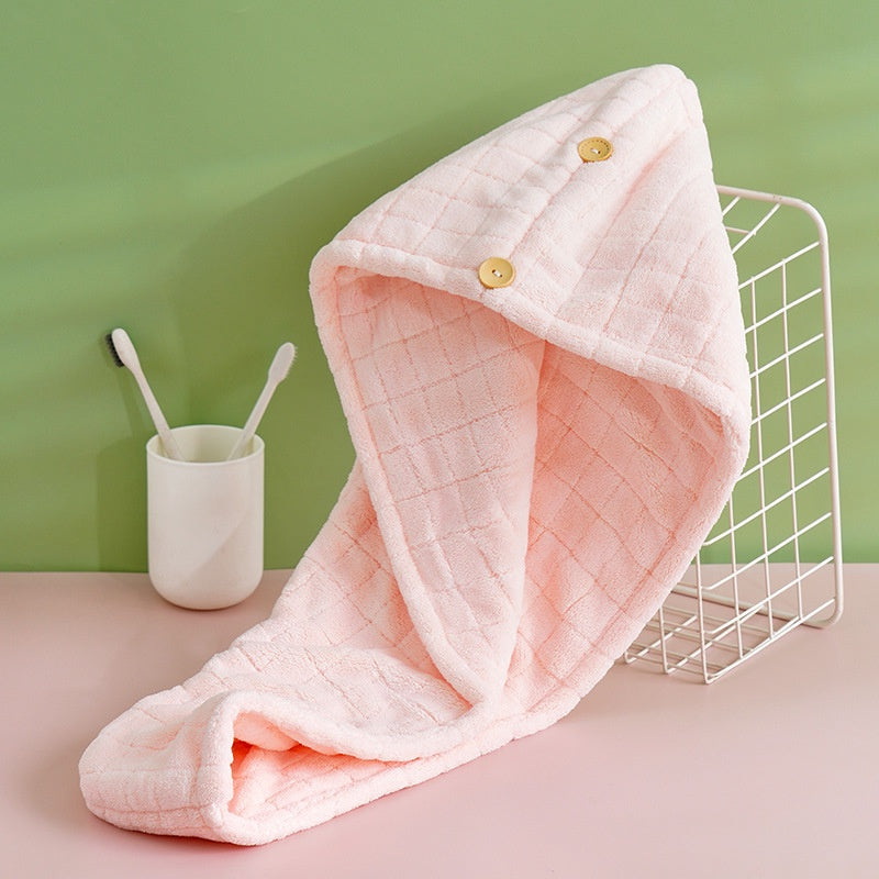 Dry Hair Cap for Women Thickened Double Layer Quick Drying Coral Velvet Dry Hair Towel Absorbent Headband Bath Cap