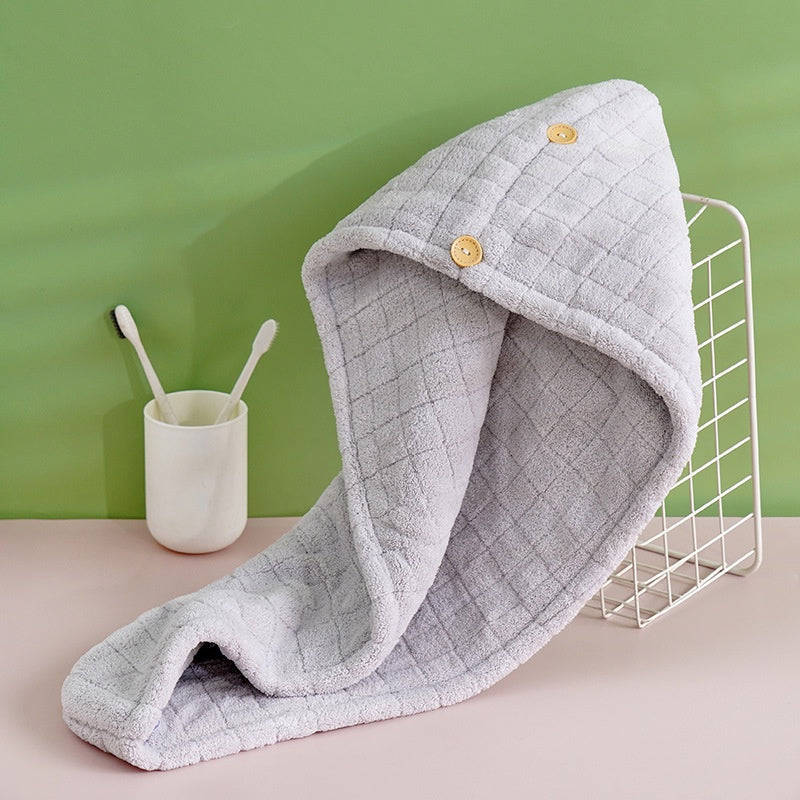 Dry Hair Cap for Women Thickened Double Layer Quick Drying Coral Velvet Dry Hair Towel Absorbent Headband Bath Cap