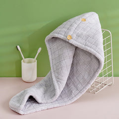Dry Hair Cap for Women Thickened Double Layer Quick Drying Coral Velvet Dry Hair Towel Absorbent Headband Bath Cap