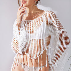 Lace-knit sweater with soft and comfortable fabric