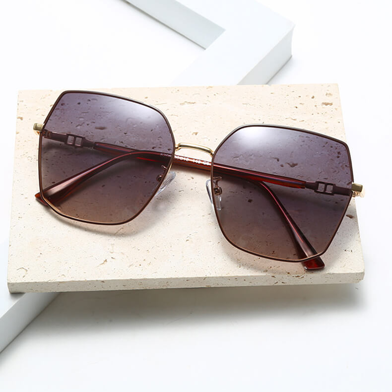 Simple Style Metal Large Frame Women Sunglasses - Dion